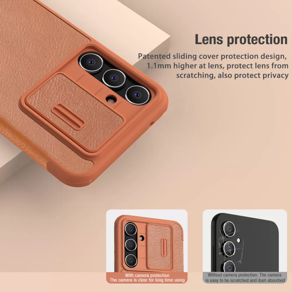 Samsung Galaxy S23 FE чехол коричневый NILLKIN QIN PRO LEATHER