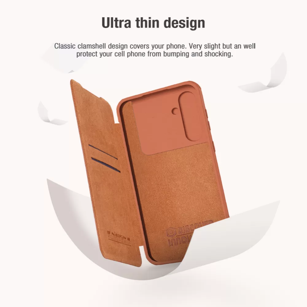 Samsung Galaxy S23 FE чехол коричневый NILLKIN QIN PRO LEATHER