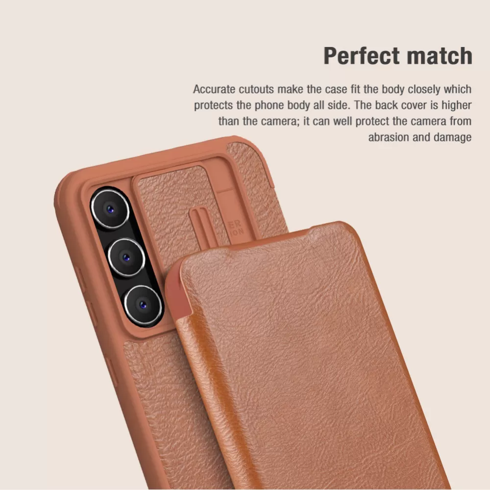 Samsung Galaxy S23 FE чехол коричневый NILLKIN QIN PRO LEATHER