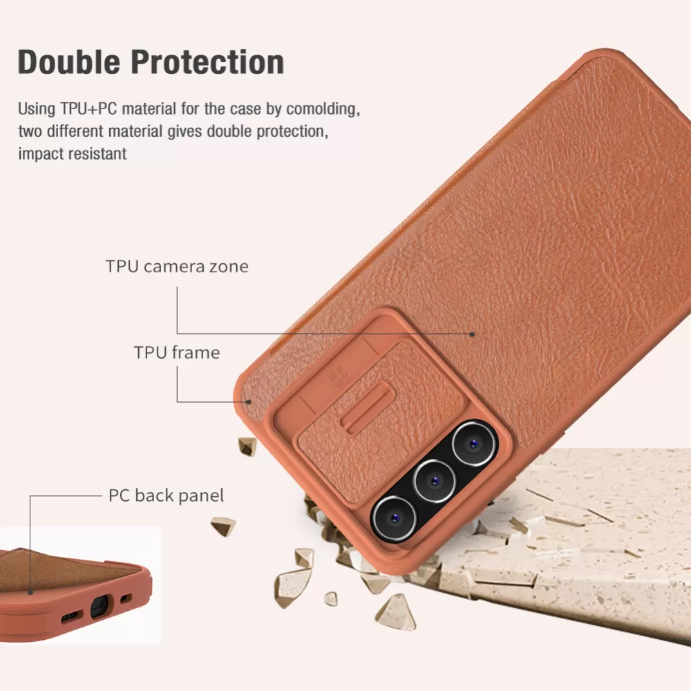 Samsung Galaxy S23 FE чехол коричневый NILLKIN QIN PRO LEATHER