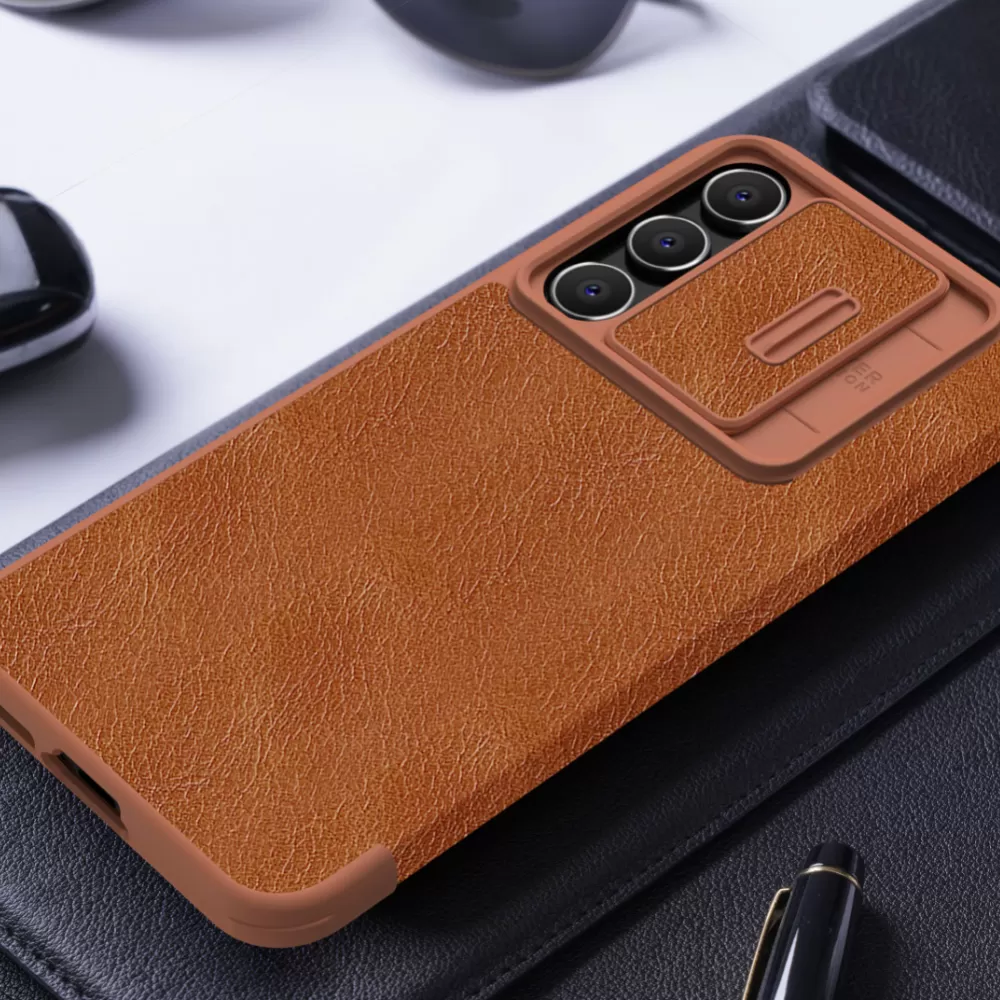Samsung Galaxy S23 FE чехол коричневый NILLKIN QIN PRO LEATHER