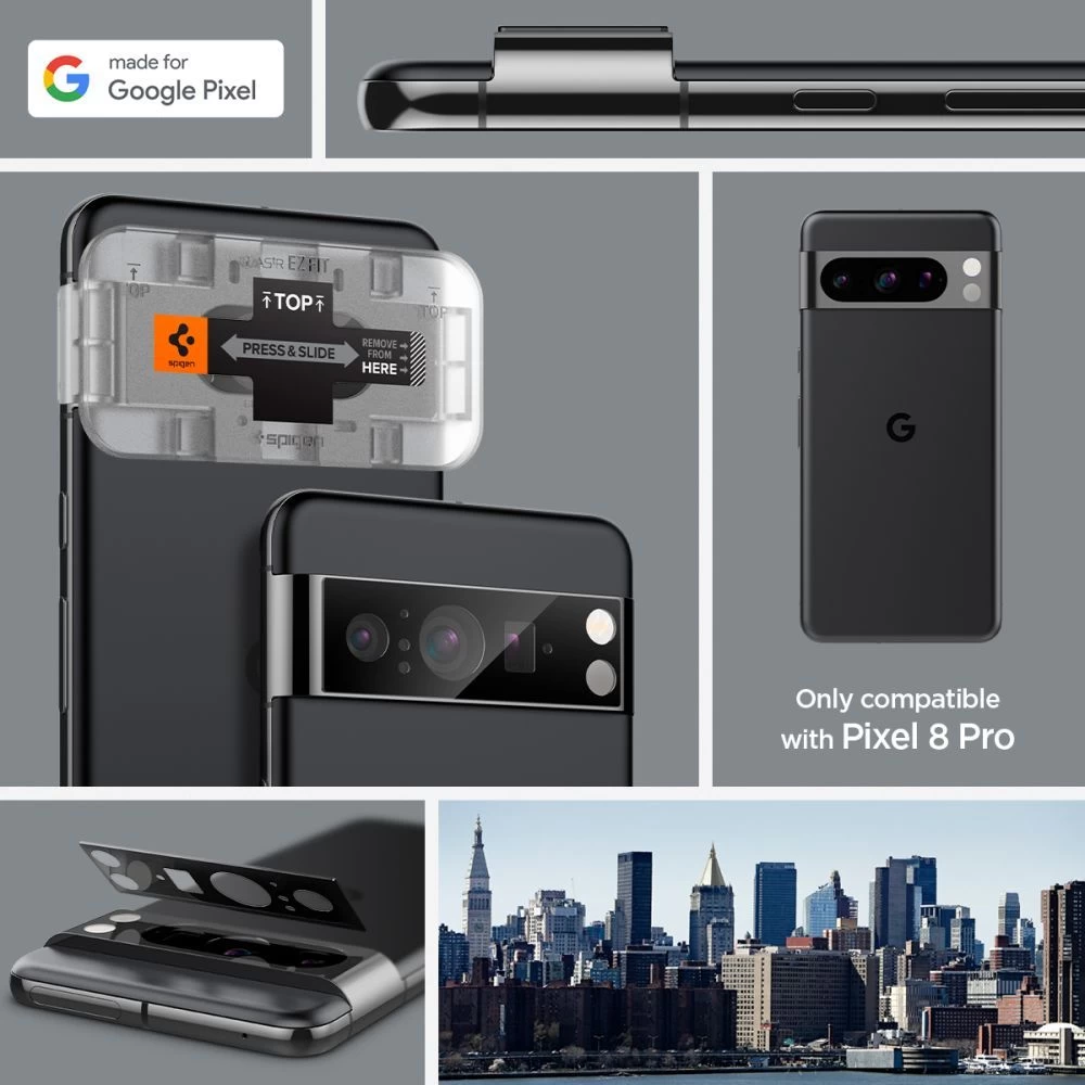 Google Pixel 8 skärmskydd  SPIGEN OPTIK.TR ”EZ FIT” CAMERA PROTECTOR 2-PACK