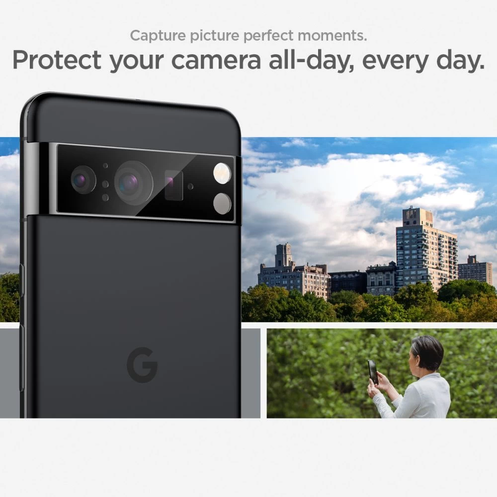 Google Pixel 8 skärmskydd  SPIGEN OPTIK.TR ”EZ FIT” CAMERA PROTECTOR 2-PACK