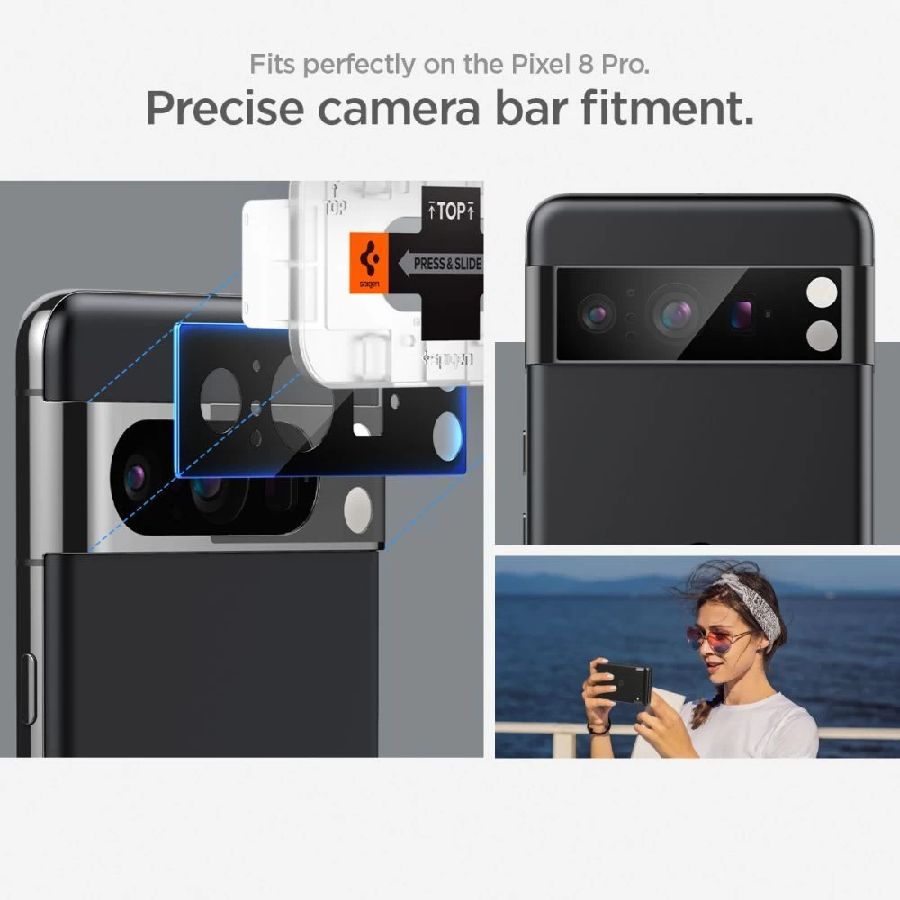 Google Pixel 8 skärmskydd  SPIGEN OPTIK.TR ”EZ FIT” CAMERA PROTECTOR 2-PACK