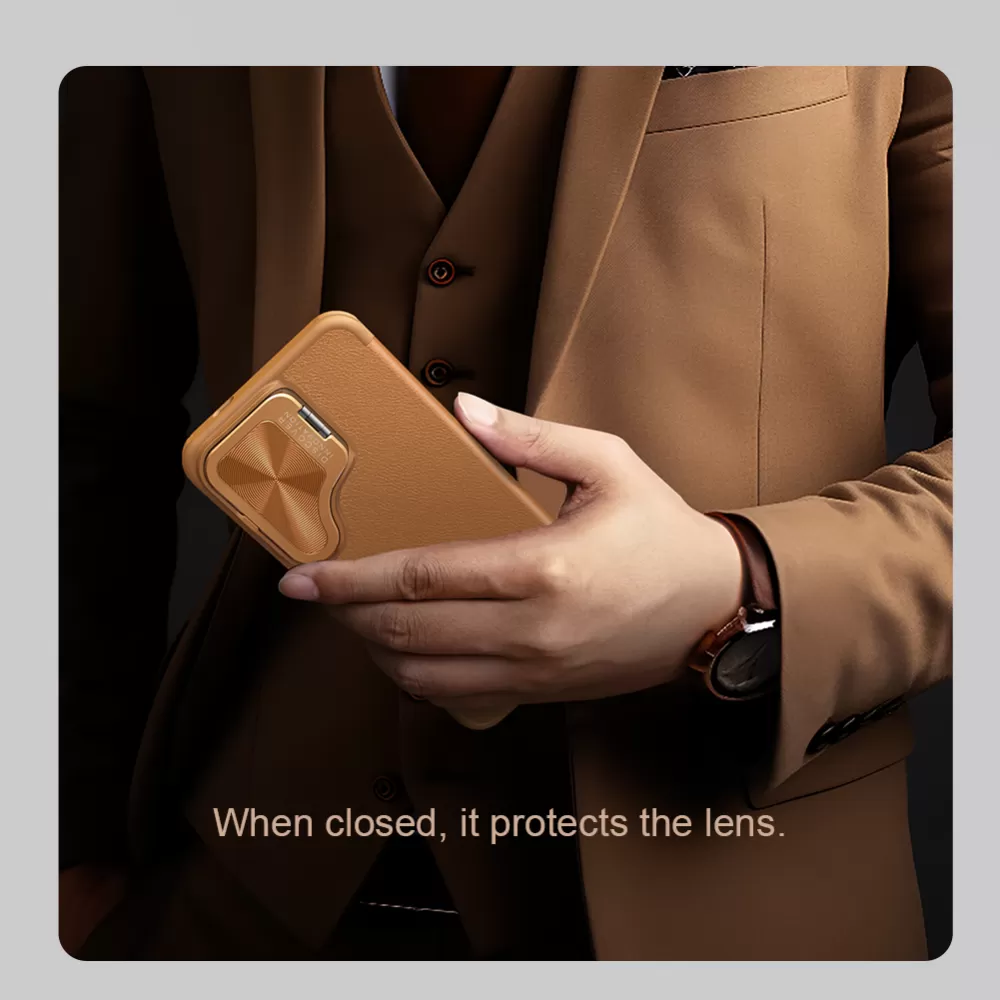 Samsung Galaxy S24 maciņš brūns NILLKIN QIN PROP LEATHER