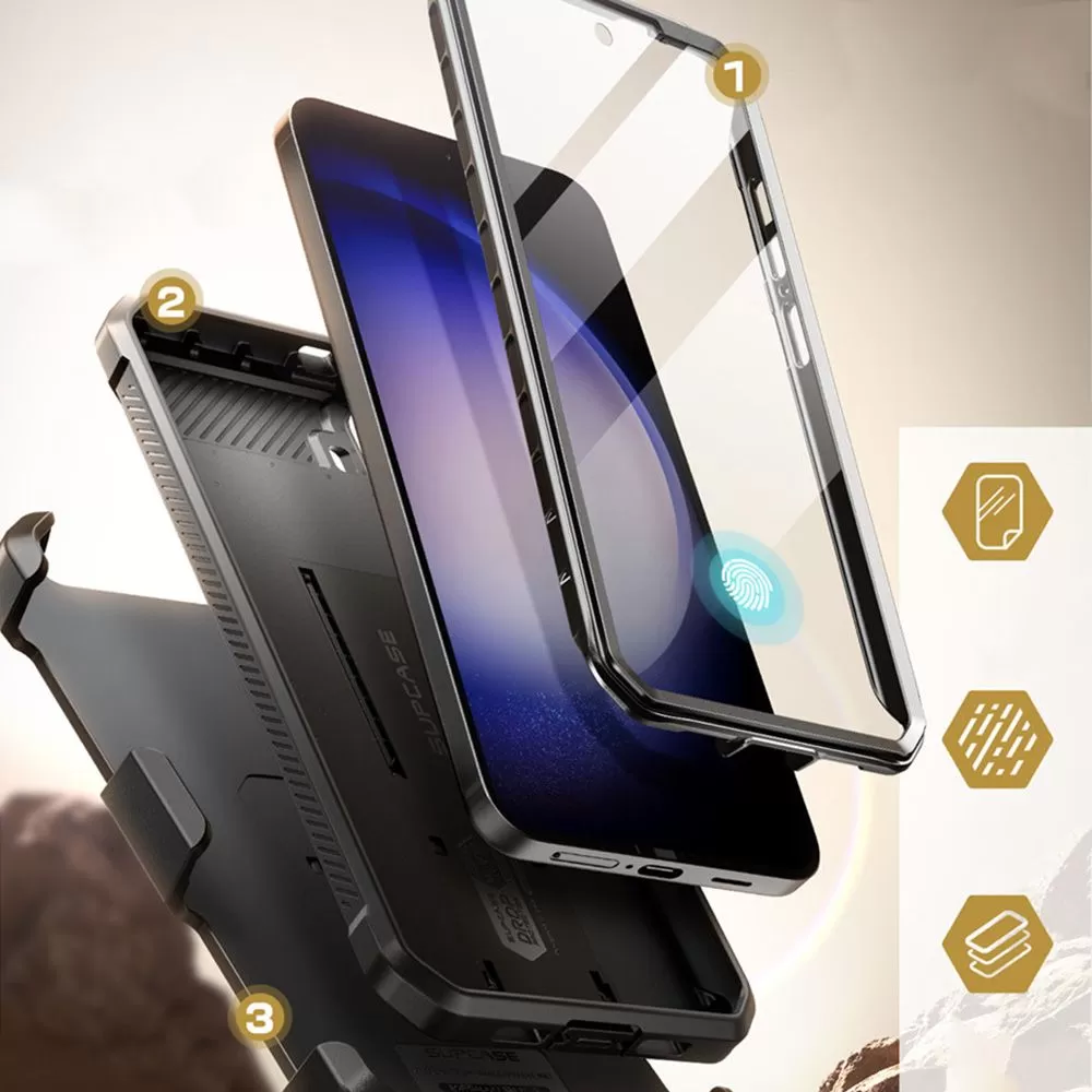 Samsung Galaxy S24 vāciņš melns SUPCASE UNICORN BEETLE PRO 2-SET