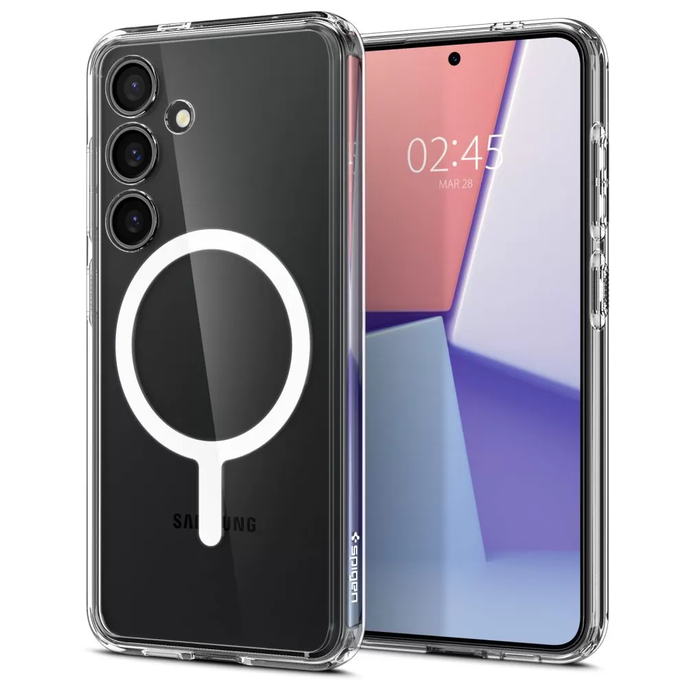 Samsung Galaxy S24 vāciņš caurspīdīgs SPIGEN CRYSTAL HYBRID ONETAP RING MAGSAFE