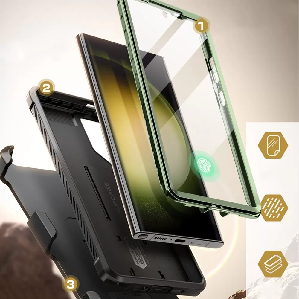 Samsung Galaxy S24 Ultra case green SUPCASE UNICORN BEETLE PRO 2-SET