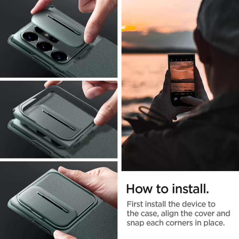 Samsung Galaxy S24 Ultra чехол зеленый SPIGEN OPTIK ARMOR