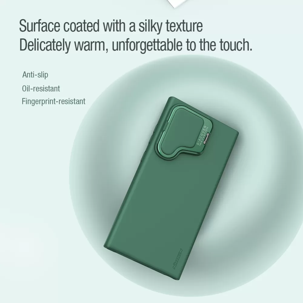Samsung Galaxy S24 Ultra чехол синий NILLKIN CAMSHIELD SILKY PROP SILICONE