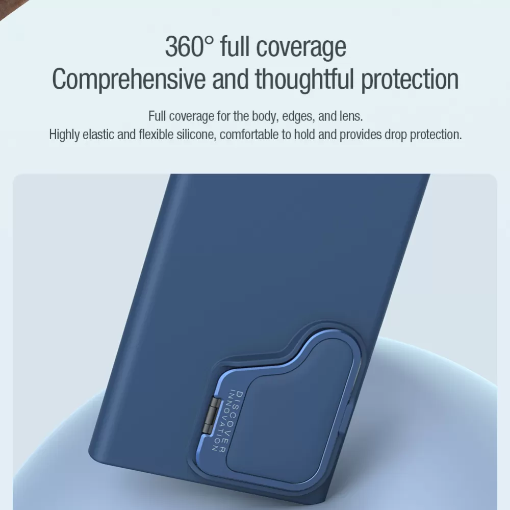 Samsung Galaxy S24 Ultra чехол синий NILLKIN CAMSHIELD SILKY PROP SILICONE