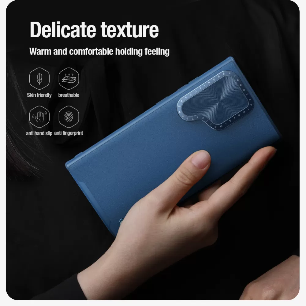 Samsung Galaxy S24 Ultra чехол синий NILLKIN CAMSHIELD PROP LEATHER