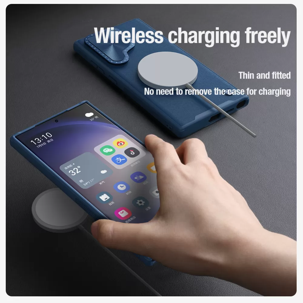 Samsung Galaxy S24 Ultra чехол синий NILLKIN CAMSHIELD PROP LEATHER