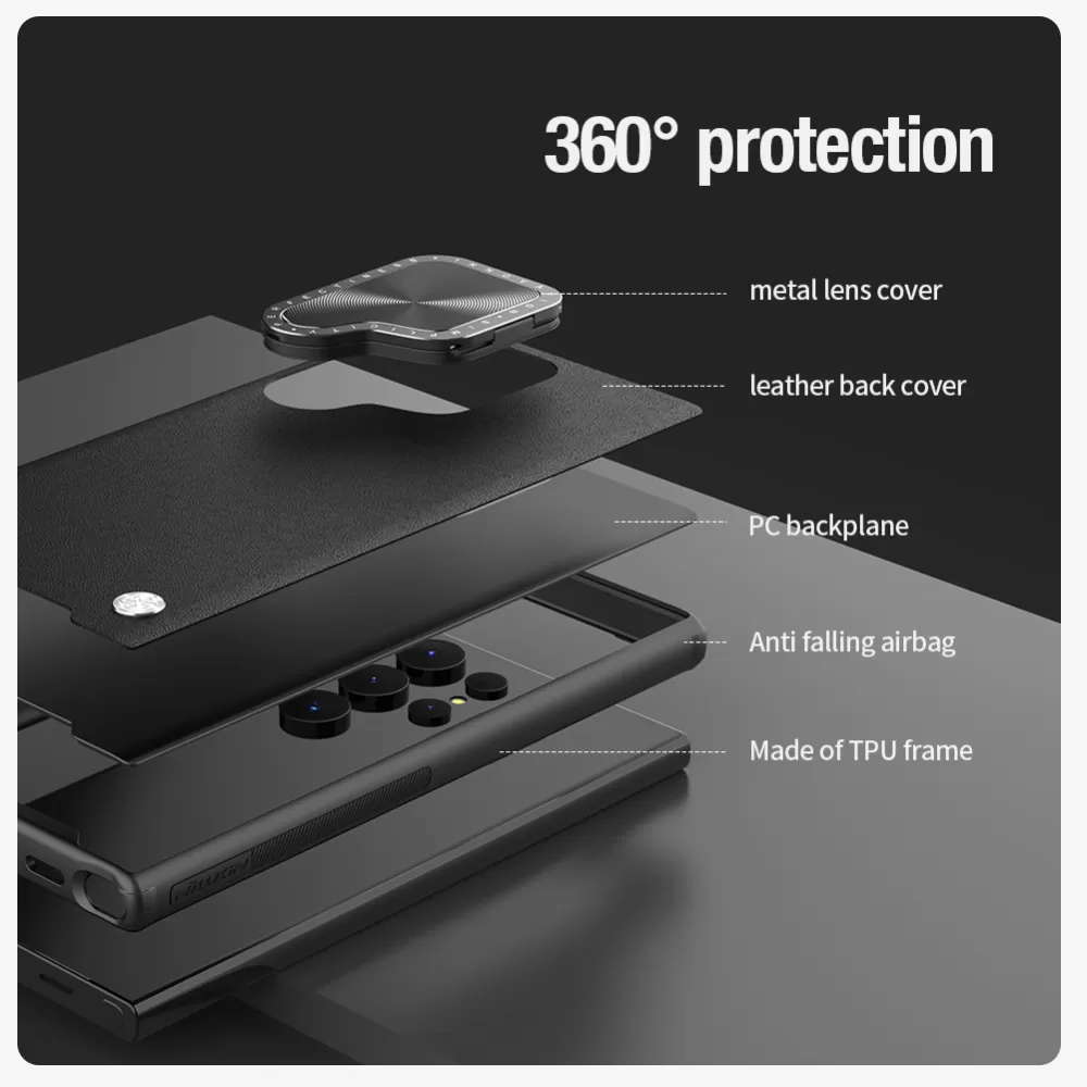 Samsung Galaxy S24 Ultra чехол синий NILLKIN CAMSHIELD PROP LEATHER
