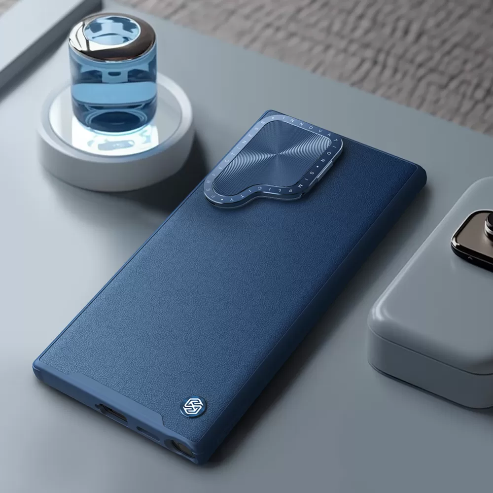 Samsung Galaxy S24 Ultra чехол синий NILLKIN CAMSHIELD PROP LEATHER