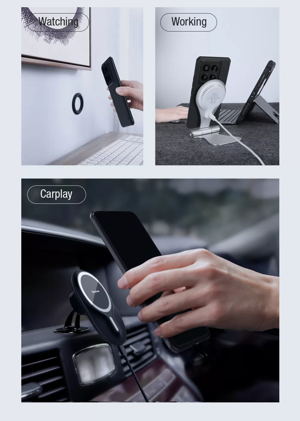 Xiaomi 14 Pro ümbris roheline NILLKIN SUPER FROSTED SHIELD PRO MAGNETIC