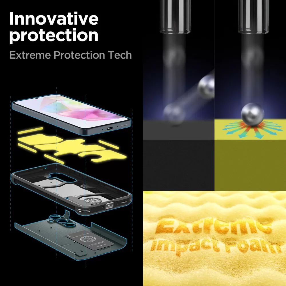 Samsung Galaxy A35 dėklas žalia SPIGEN TOUGH ARMOR 5G