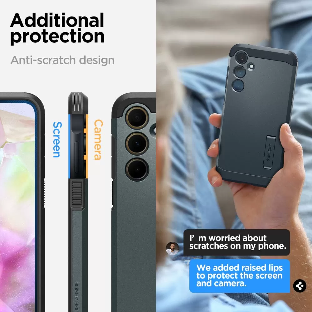 Samsung Galaxy A35 dėklas žalia SPIGEN TOUGH ARMOR 5G