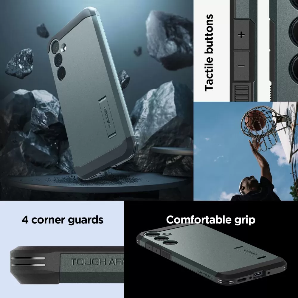Samsung Galaxy A35 dėklas žalia SPIGEN TOUGH ARMOR 5G