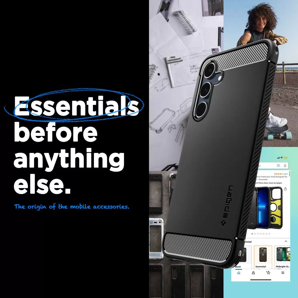 Samsung Galaxy A55 vāciņš melns SPIGEN RUGGED ARMOR 5G