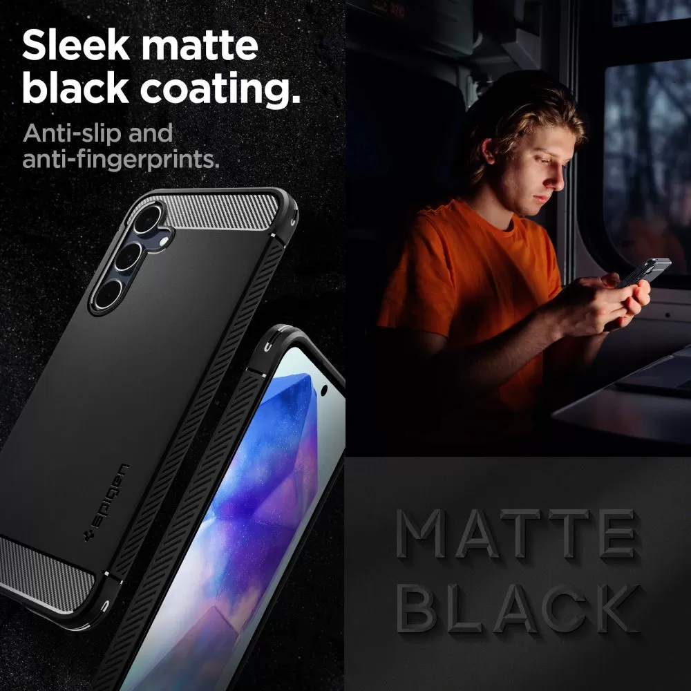 Samsung Galaxy A55 vāciņš melns SPIGEN RUGGED ARMOR 5G