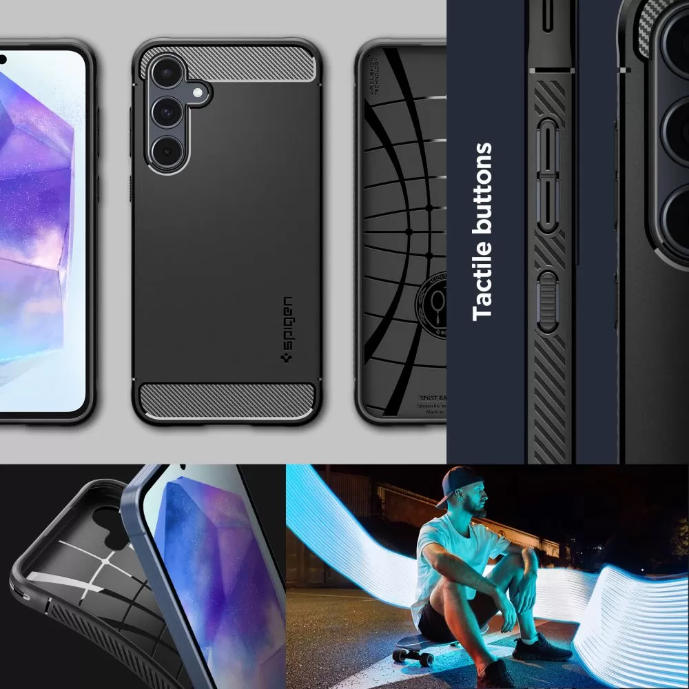 Samsung Galaxy A55 vāciņš melns SPIGEN RUGGED ARMOR 5G