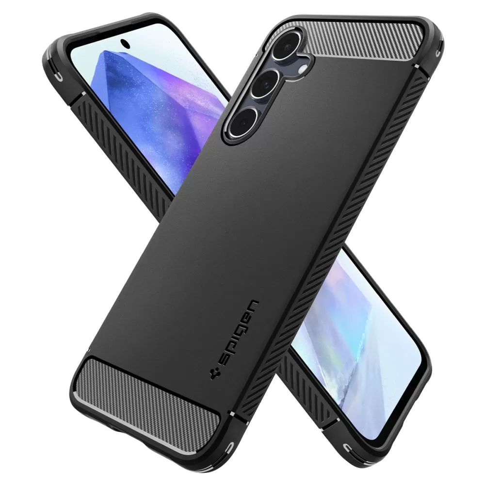 Samsung Galaxy A55 vāciņš melns SPIGEN RUGGED ARMOR 5G