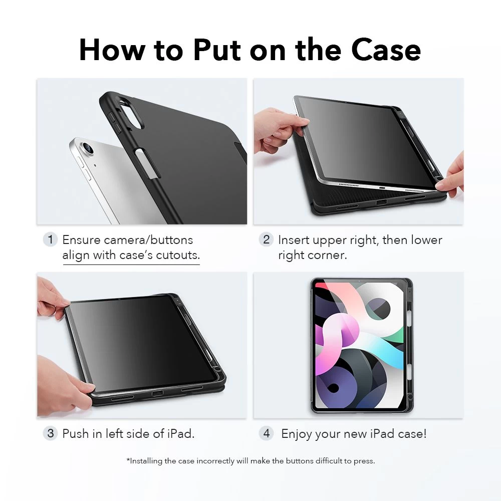 Apple iPad Air 6 (2024) maciņš melns ESR Rebound Pensil 
