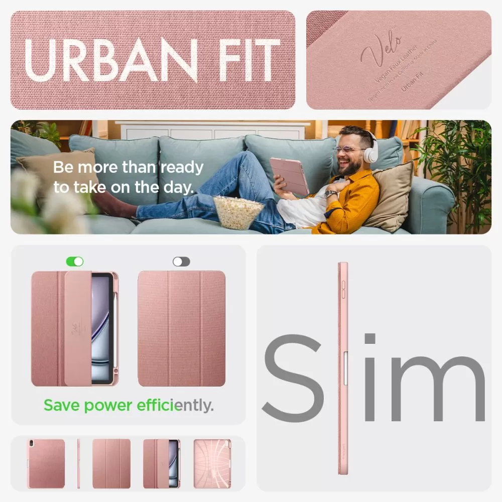 Apple iPad Air 6 (2024) maciņš rozā zelta SPIGEN URBAN FIT