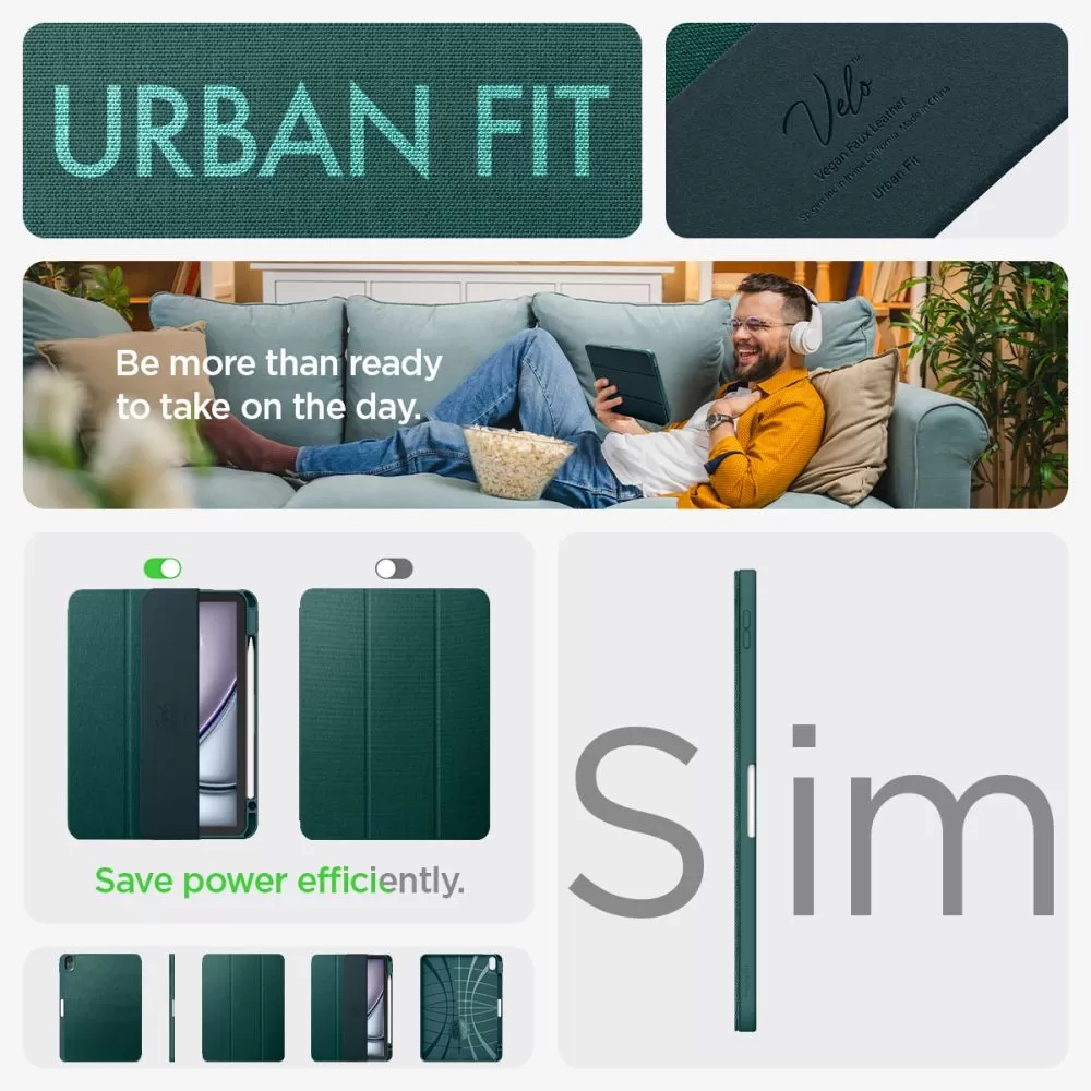 Apple iPad Air 6 (2024) maciņš zaļš SPIGEN URBAN FIT