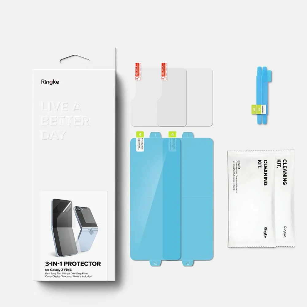 Samsung Galaxy Z Flip 6 apsauginis stiklas  RINGKE 3-IN-1 PROTECTOR 2-SET