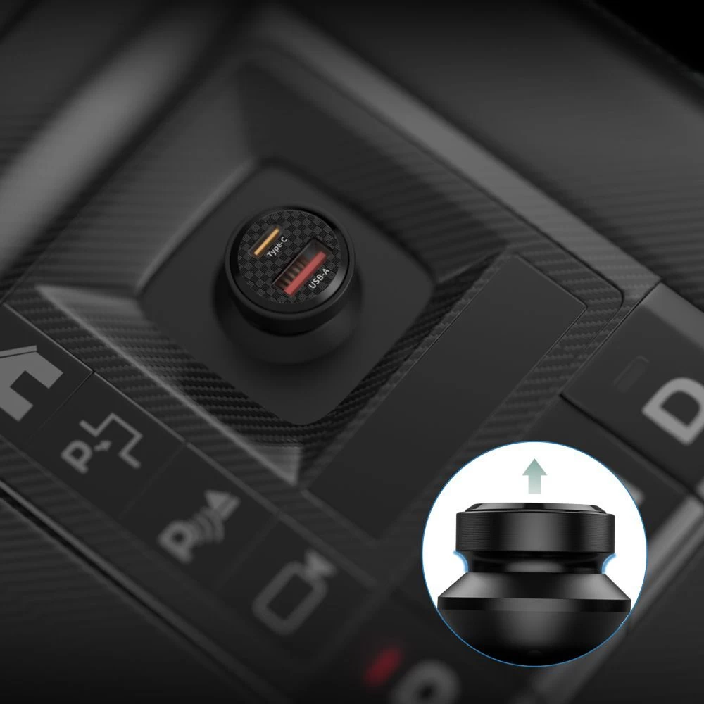 Priedai Automobilinis įkroviklis TECH-PROTECT CC45W 2-PORT CAR CHARGER PD45W/QC3.0  Juoda