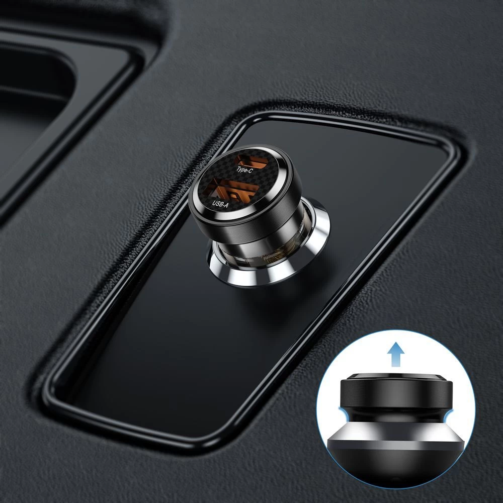 Aксессуары Автомобильные зарядные устройства TECH-PROTECT CC30W 2-PORT CAR CHARGER PD30W/QC3.0  черный