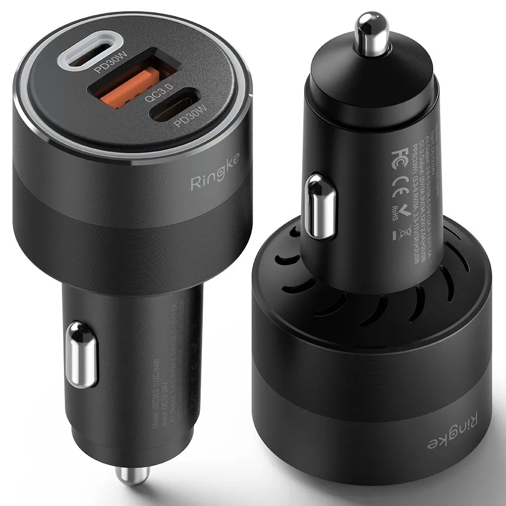 Aксессуары Автомобильные зарядные устройства RINGKE 3-PORT CAR CHARGER PD30W/QC3.0 черный