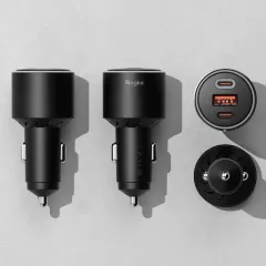 Priedai Automobilinis įkroviklis RINGKE 3-PORT CAR CHARGER PD30W/QC3.0  Juoda