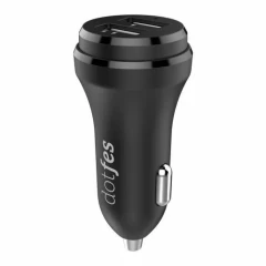 Priedai Automobilinis įkroviklis DOTFES B01 Dual Ports Plastic Car Charger  Juoda