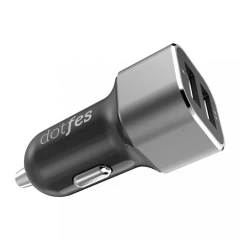 Priedai Automobilinis įkroviklis DOTFES B02 Dual Ports Metal Car Charger  sidabrinis