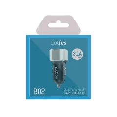 Priedai Automobilinis įkroviklis DOTFES B02 Dual Ports Metal Car Charger  sidabrinis