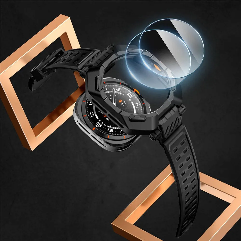 Samsung Galaxy Watch Ultra 47mm ремень черный SUPCASE UNICORN BEETLE PRO & TEMPERED GLASS 2-PACK