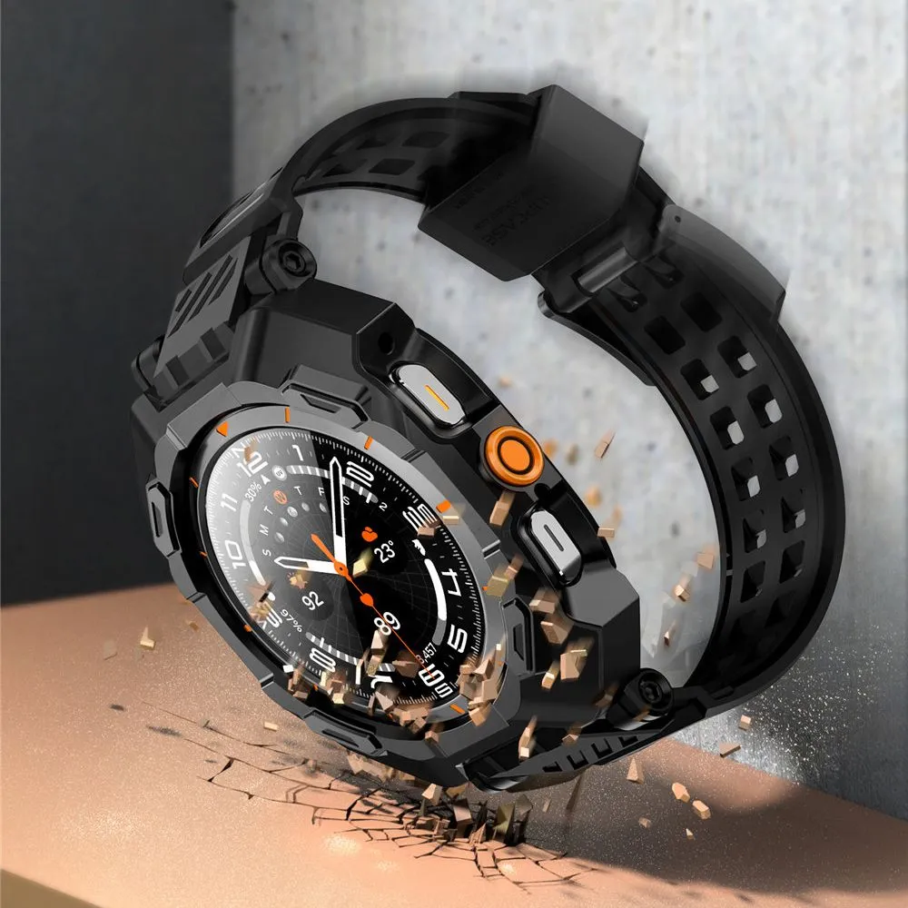 Samsung Galaxy Watch Ultra 47mm ремень черный SUPCASE UNICORN BEETLE PRO & TEMPERED GLASS 2-PACK