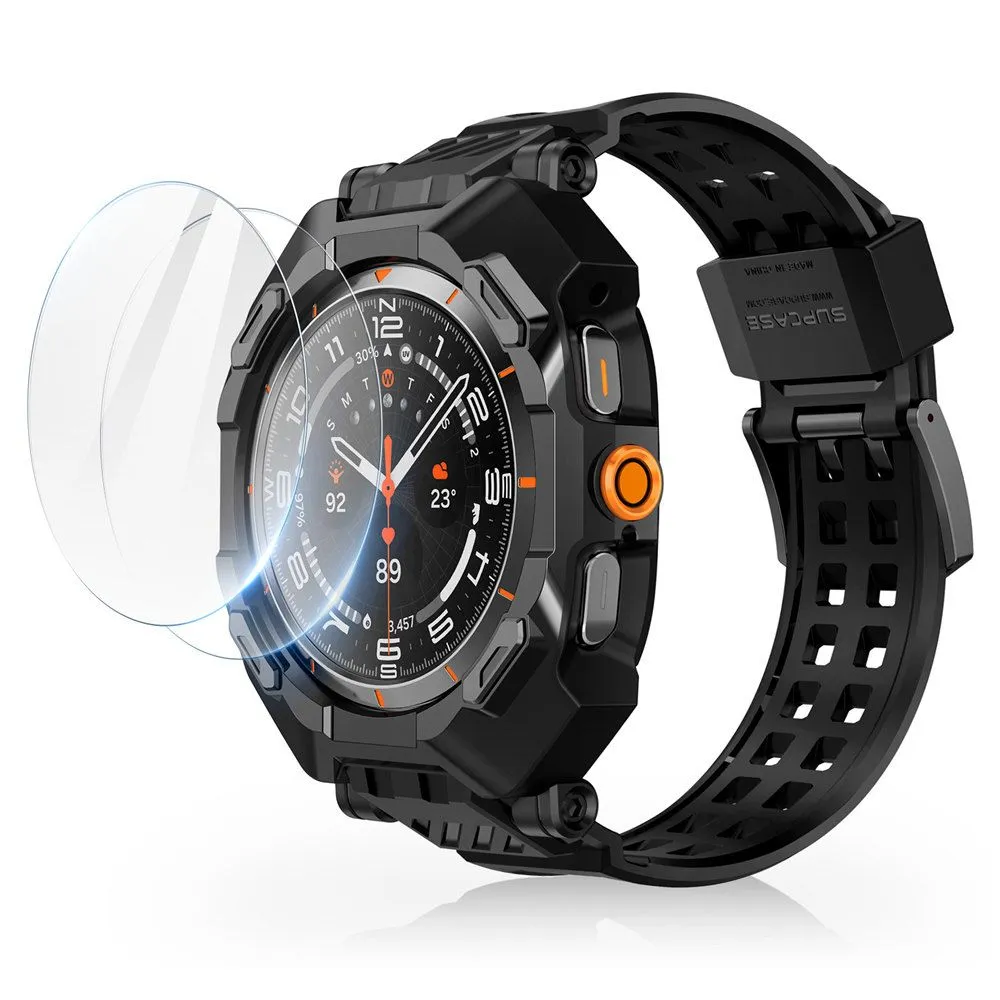 Samsung Galaxy Watch Ultra 47mm rihm must SUPCASE UNICORN BEETLE PRO & TEMPERED GLASS 2-PACK
