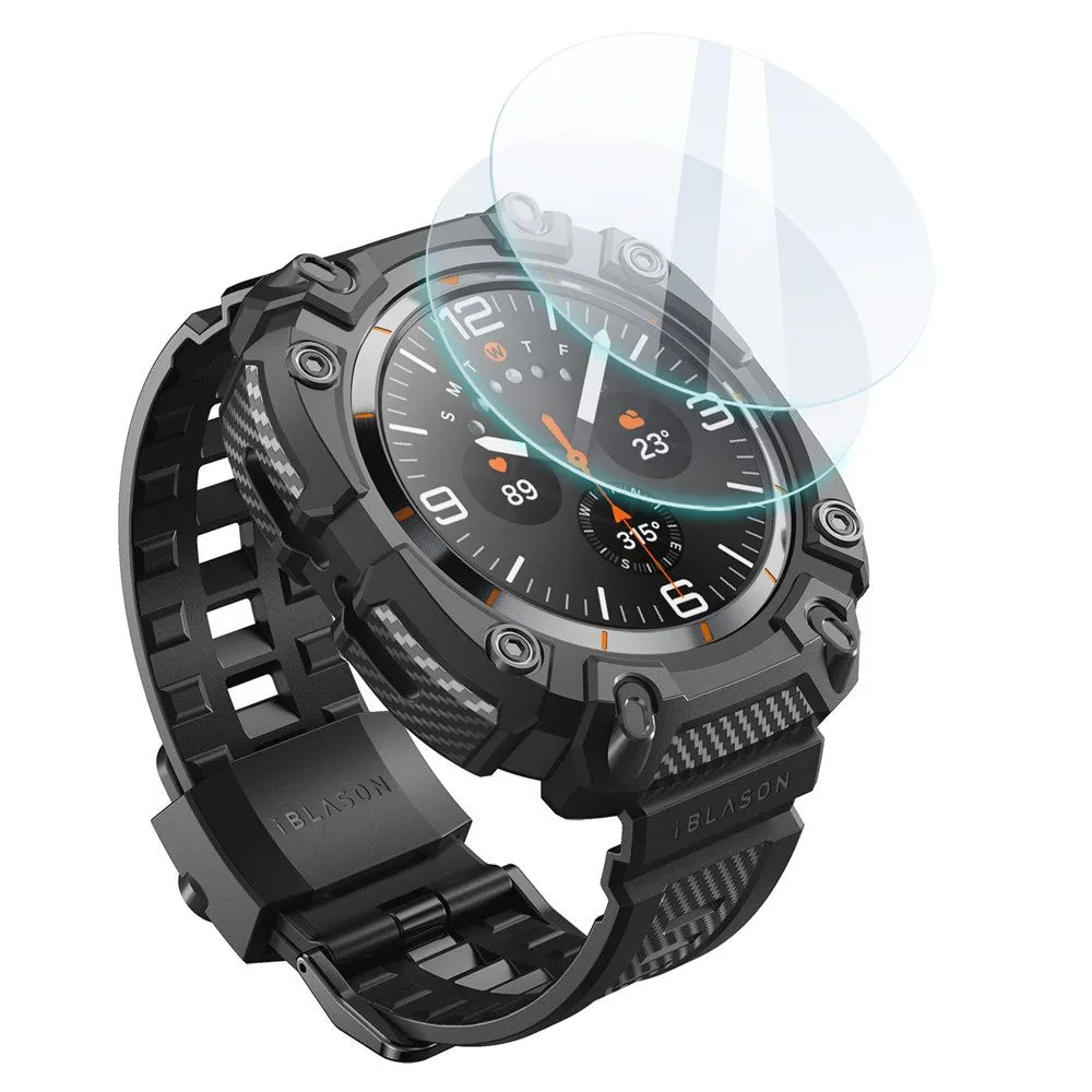 Samsung Galaxy Watch Ultra 47mm rihm must SUPCASE IBLSN ARMORBOX & TEMPERED GLASS 2-PACK