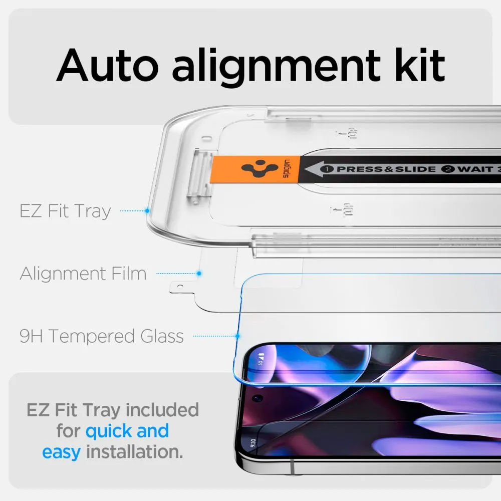 Google Pixel 9 skärmskydd  SPIGEN GLAS.TR ”EZ FIT” 2-PACK