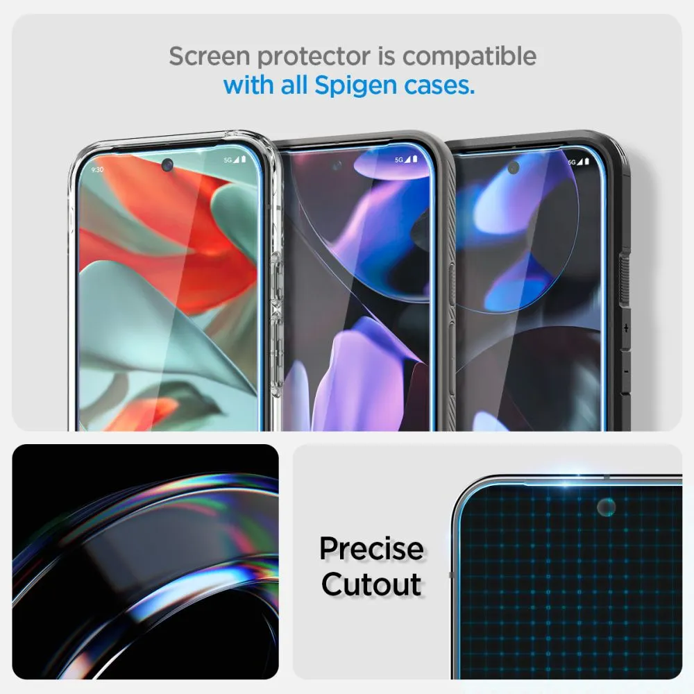 Google Pixel 9 skärmskydd  SPIGEN GLAS.TR ”EZ FIT” 2-PACK