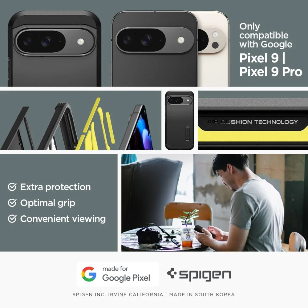Google Pixel 9 skal svart SPIGEN TOUGH ARMOR