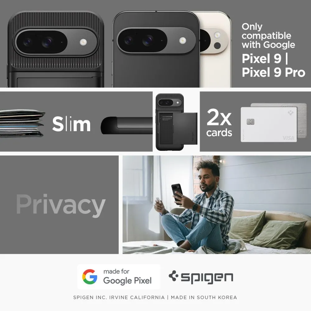 Google Pixel 9 skal svart SPIGEN SLIM ARMOR CS