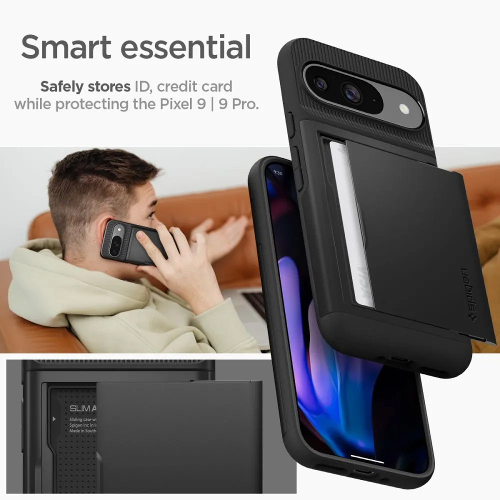 Google Pixel 9 skal svart SPIGEN SLIM ARMOR CS