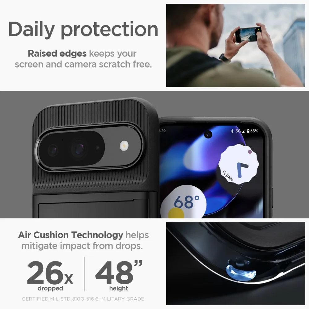 Google Pixel 9 skal svart SPIGEN SLIM ARMOR CS
