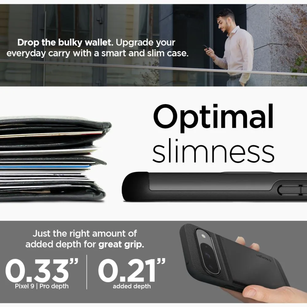 Google Pixel 9 skal svart SPIGEN SLIM ARMOR CS
