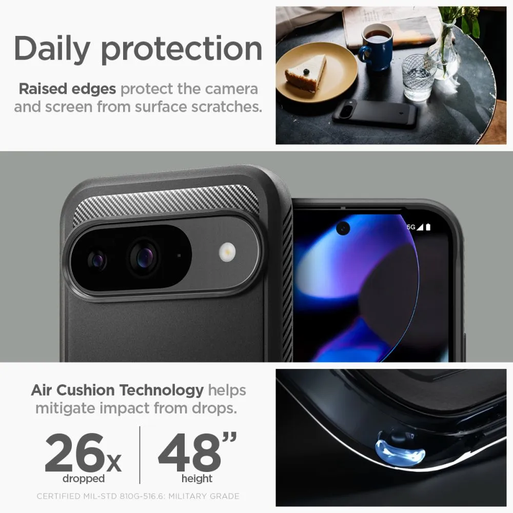 Google Pixel 9 skal svart SPIGEN RUGGED ARMOR